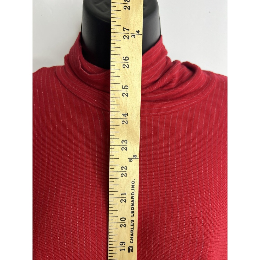 Michael Stars Turtleneck Swing Top Womens One Size Red Metallic Stripe Shirt NWT - Picture 2 of 7